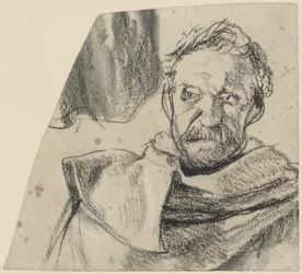 Officier en manteau, tête nue, portrait de face. Étude pour le tableau inachevé « Discours de Frédéric II à ses généraux avant la bataille de Leuthen »