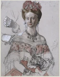 La princesse Alexandrine de Prusse, étude de portrait pour le tableau « Le Couronnement de Guillaume Ier à Königsberg »