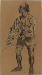 Richard Menzel posant en costume du XVIIIe siècle