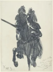 « Chevalier de la Mort ». Statue équestre en armure de tournoi datant de la fin du XVIe siècle, tenant une lance, conservée au Musée historique de Dresde