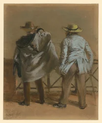 Deux baigneurs au bord de la mer