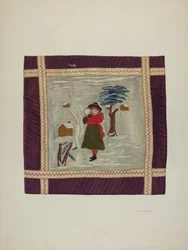 Détail de couvre-lit appliqué, 1941