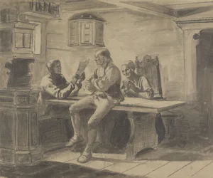 Un homme faisant la lecture à une femme et à un homme