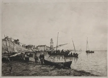 Retour des bateaux de pêche à Collioure, près de la frontière espagnole, 1878