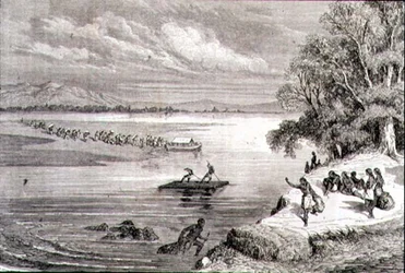 Traversée du fleuve Colorado dans les années 1860