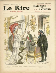 Illustration de Adolphe dit Willette pour la couverture de Le Rire, 22/02/13 - Président de la République, Chapeau, Élysée, Fauteuil (symbole du pouvoir) - Poincaré Raymond
