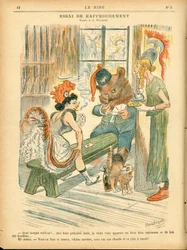 Rire, Satirique en Couleurs : Cravate de rapprochement - Jeu de cartes - Marianne, Ours, Albion Britannia - Illustration par Adolphe (Willette) (1857-1926)