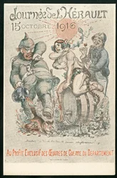 Carte postale, satirique en couleurs