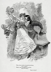 Deux amants : « Viens échanger nos âmes dans un baiser ! » Illustration de Willette pour le poème de Victor Hugo « L