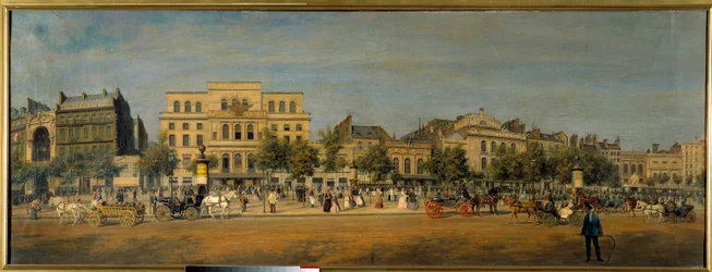 Transformations de Paris sous le Second Empire, Haussmann Paris : Vue générale des théâtres du boulevard du Temple (Gaîté, Impérial) avant le percement du boulevard Prince Eugène (actuel boulevard Voltaire)