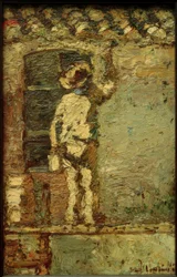 A. Monticelli, peintre sur un mur de maison