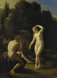 Une nymphe dansant au son de la flûte d