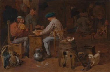 Joueurs de cartes et carrossiers (huile sur panneau)