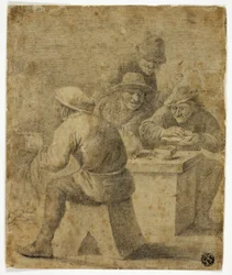 Quatre paysans à table