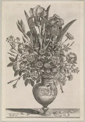 Pièce florale avec iris