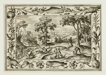Chasse au lièvre, tiré de Paysages avec scènes de l