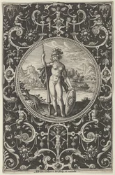 Minerve dans un cadre décoratif avec grotesques, du Jugement de Paris, vers 1580-1600
