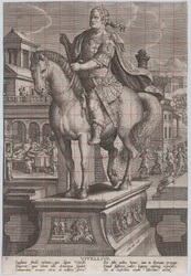Planche 9 : statue équestre de Vitellius, vue aux trois quarts à gauche