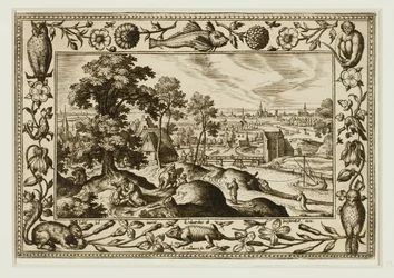 La parabole du bon Samaritain, tirée de Paysages avec scènes de l