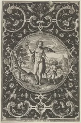 Vénus et Cupidon dans un cadre décoratif avec des grotesques, du Jugement de Paris..., vers 1580-1600