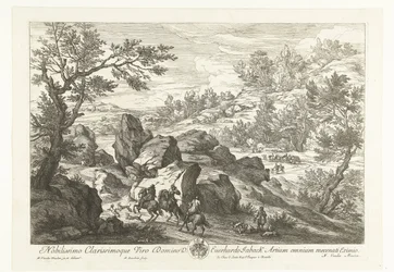 Paysage avec cavaliers près des rochers