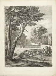 Paysage avec deux hommes près d
