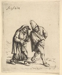 Homme et femme marchant