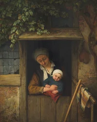 Mère et enfant à la porte