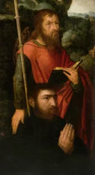Un saint homme avec un donateur