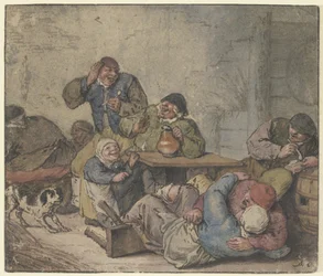 Paysans en fête dans une auberge