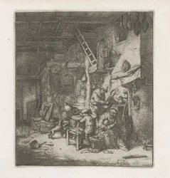 Famille de paysans dans un intérieur