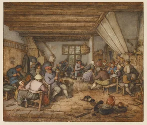 Des paysans en fête dans une auberge