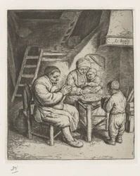 Famille à table pour le repas