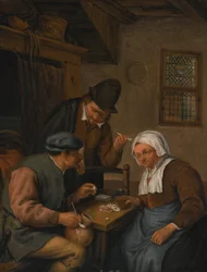 Intérieur avec des paysans jouant aux cartes