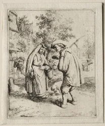 Homme conversant avec une femme