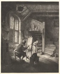 Le peintre dans son atelier