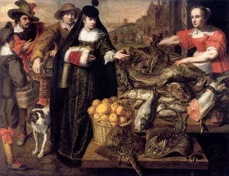 Une dame au marché aux poissons à Anvers