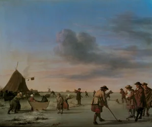 Golfeurs sur la glace près de Haarlem, 1668