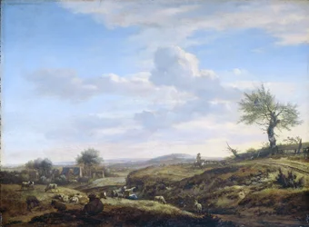 Paysage vallonné avec une grande route, 1660-70