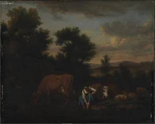 Bergère avec du bétail