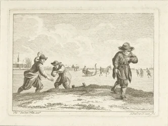 Lanceurs de boules de neige, gravé par Anthonij van der Haer, c.1745-85