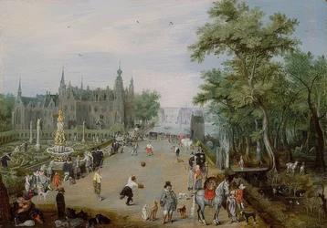 Jeu de paume devant un palais