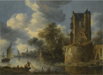 Paysage fluvial avec bastion