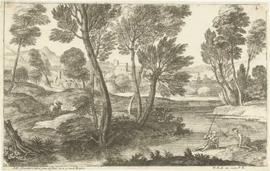 Paysage avec deux pêcheurs