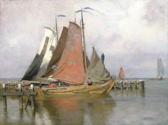 Bateaux de pêche quittant le port de Zuyderzee, 1899