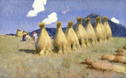 Sept gerbes de maïs en Haute-Hongrie, vers 1906
