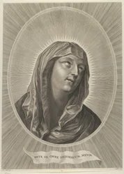 La tête de la Vierge regardant vers la droite, dans un cadre ovale, d
