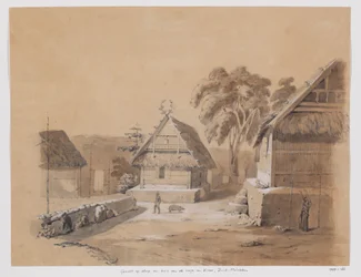 Vue sur le village et la maison du raja de Kisar, Moluques du Sud