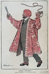 Dessin de Paul Poiret, designer et créateur français (1879-1944) dans Abdul-Hamode ou Le Sultan Rose - Illustration par Adrien Barrère (1877-1931) Dans Fantasio, le 01/12/1919