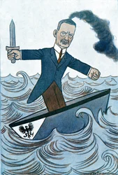 Caricature de Wilhelm Cuno (1876-1933) homme politique allemand responsable des affaires maritimes. Dessin d